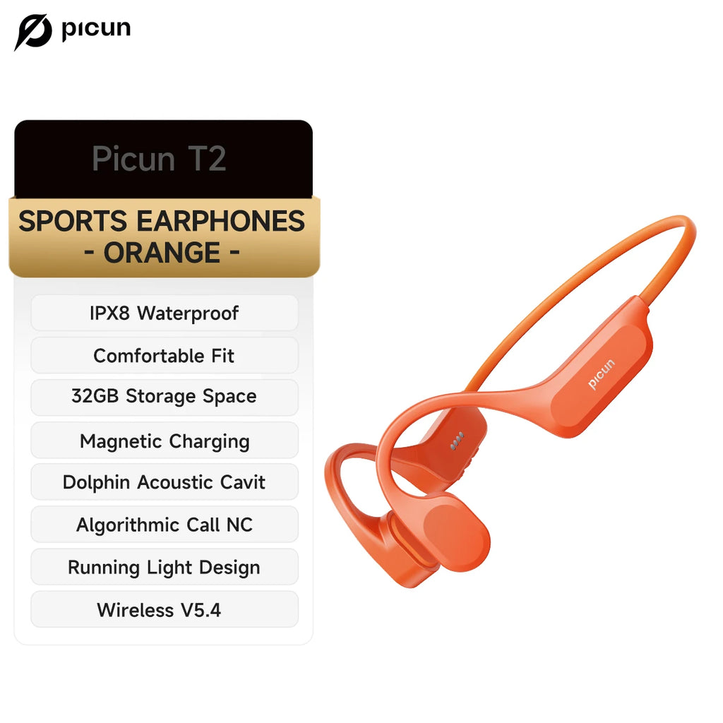 Casque Conduction Osseuse Picun T2 IPX8 32Go BT 5.4 – CLEVI Paris