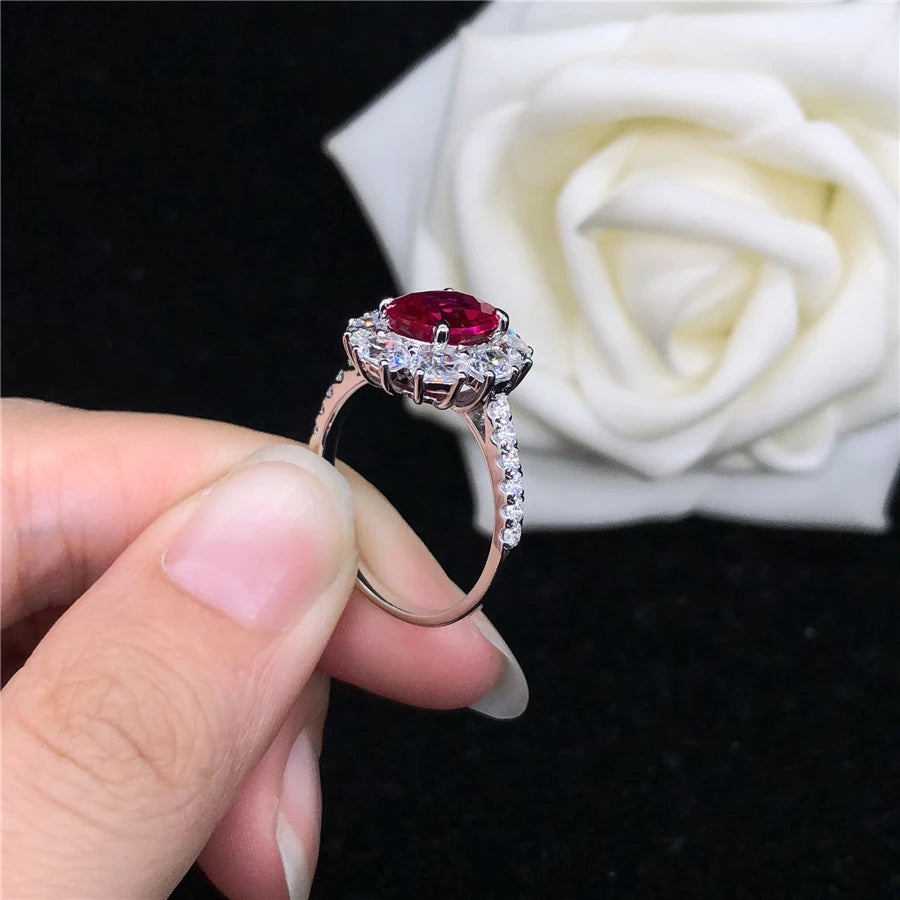 Bague Femme Rubis 2 Carats Or Blanc 14K – CLEVI Paris