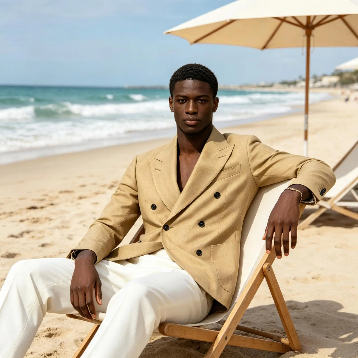 Blazer croisé homme en lin – CLEVI Paris