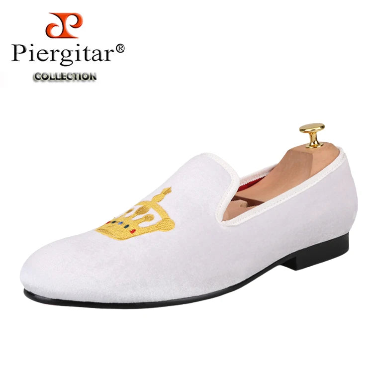 Loafers Velours Broderie Couronne Homme – CLEVI Paris