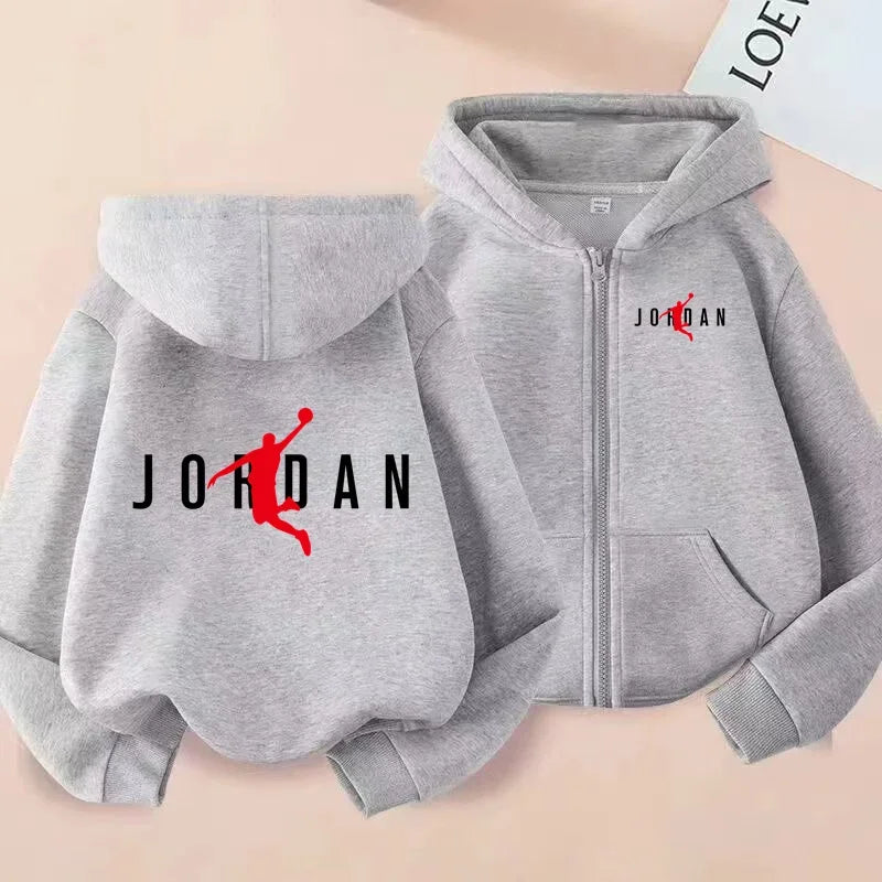 Sweat enfant à capuche zippé imprimé – CLEVI Paris