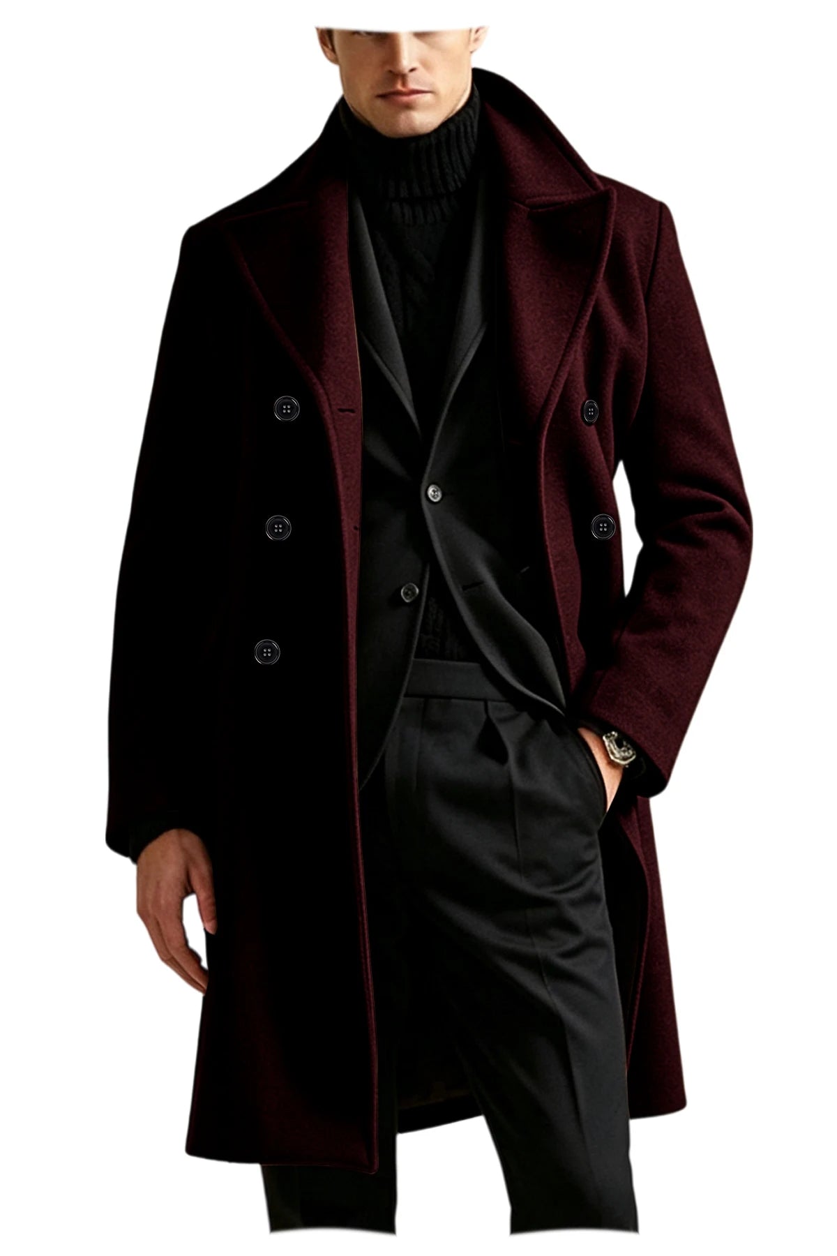 Manteau long homme laine mélangée croisé – CLEVI Paris