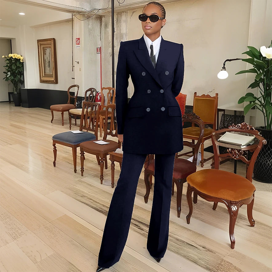 Tailleur femme blazer et pantalon évasé – CLEVI Paris