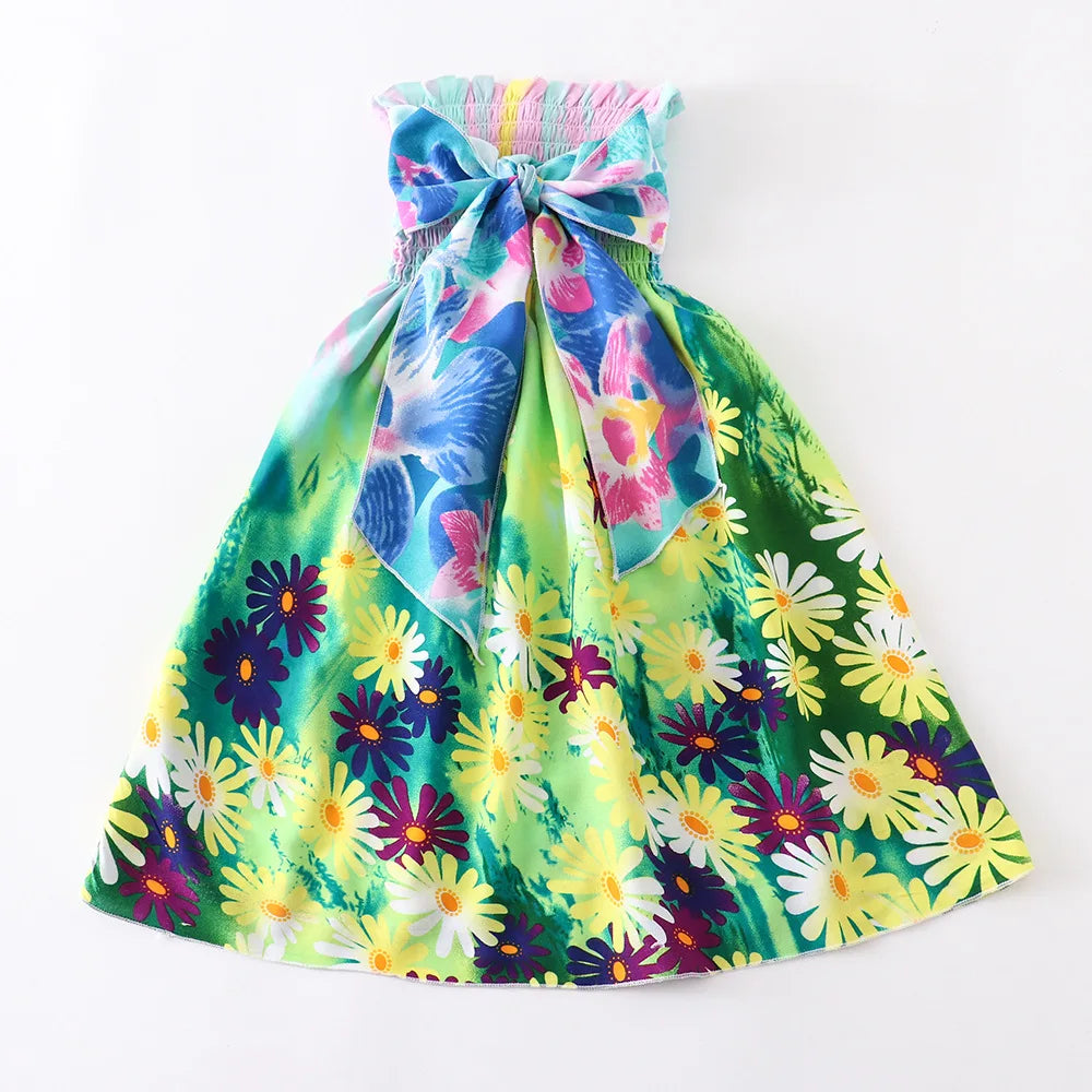 Robe fille bohème à fleurs et volants – CLEVI Paris