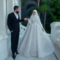 Robe de mariée musulmane en satin à col montant – CLEVI Paris