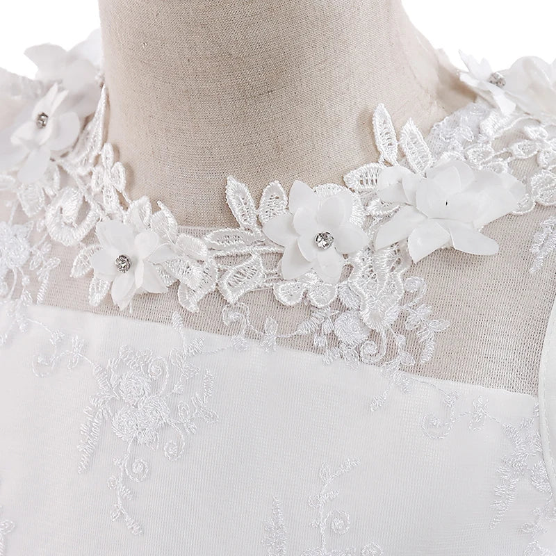 Robe cérémonie fille blanche en dentelle – CLEVI Paris