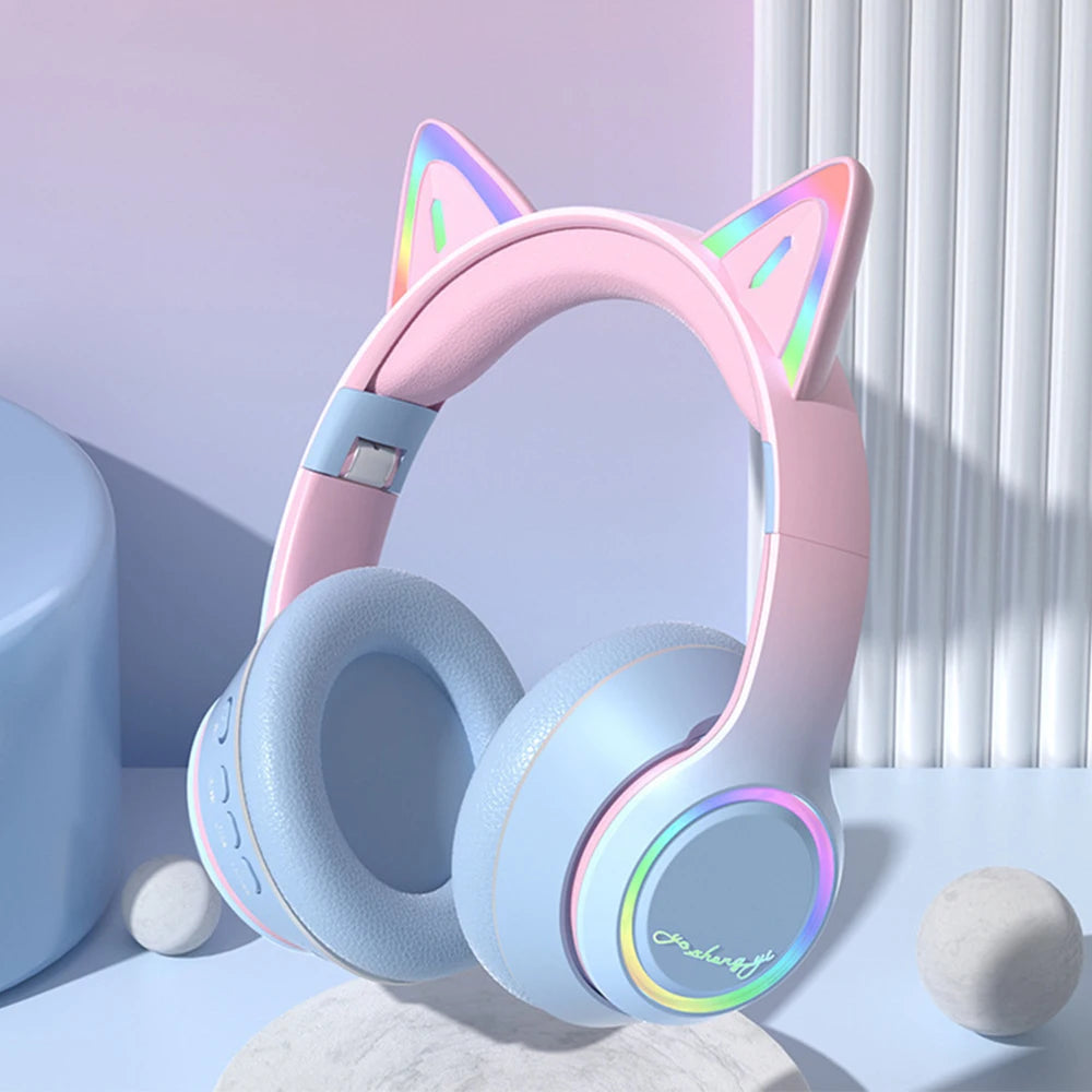 Casque Bluetooth Chat RGB Fille Enfant Micro Pliable – CLEVI Paris