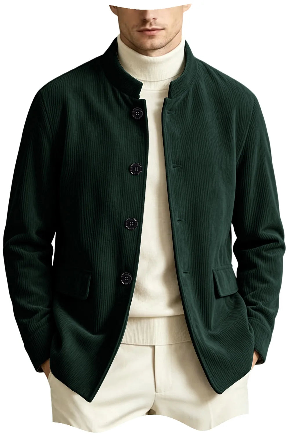 Blazer homme en velours côtelé à col montant – CLEVI Paris