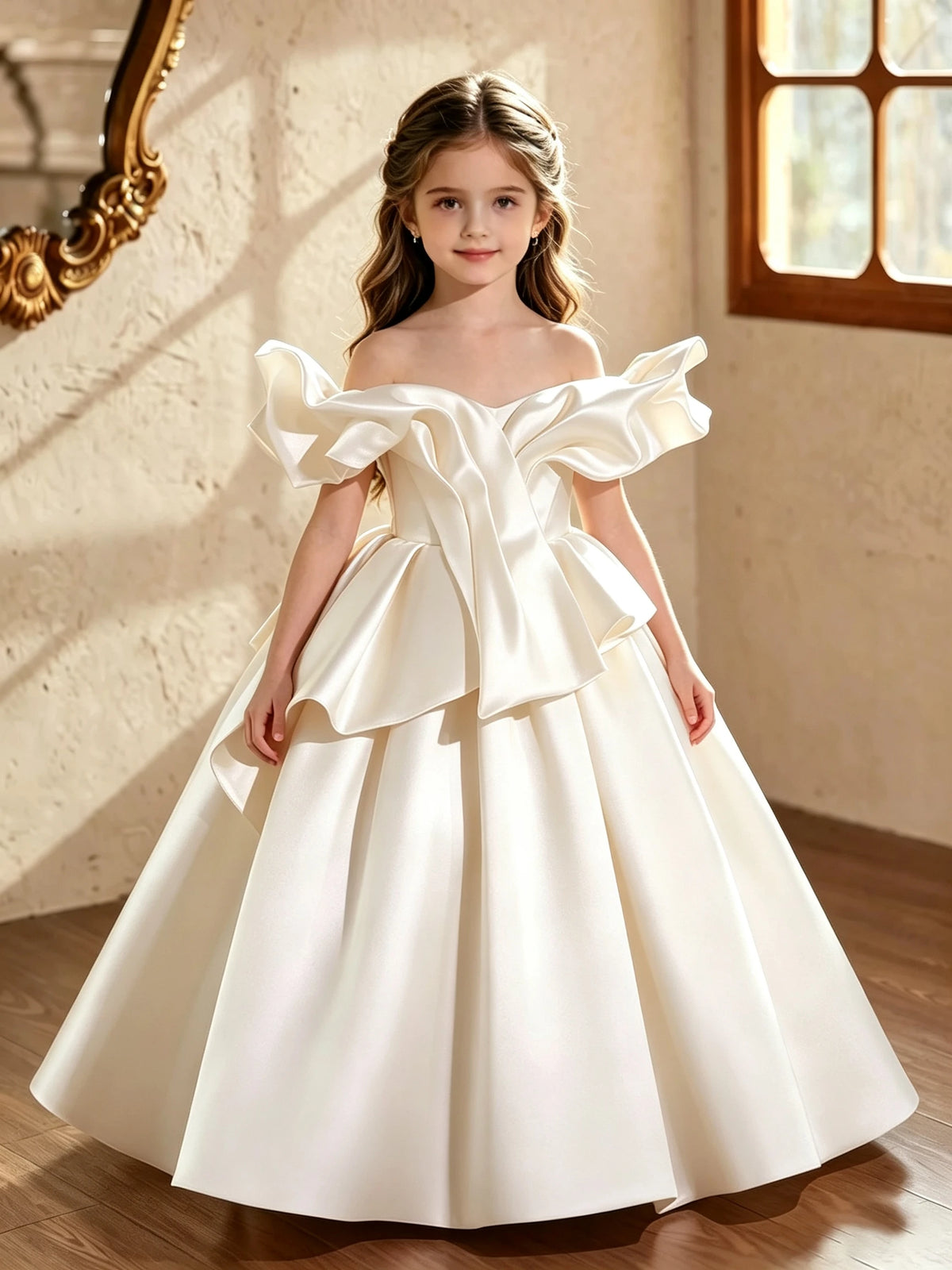 Robe fille en satin drapé ZHJ – CLEVI Paris