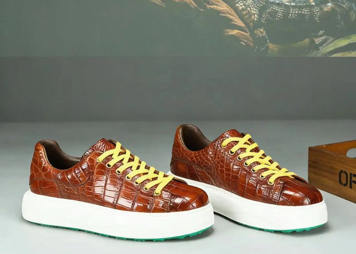 Sneakers basses homme brunes à lacets – CLEVI Paris