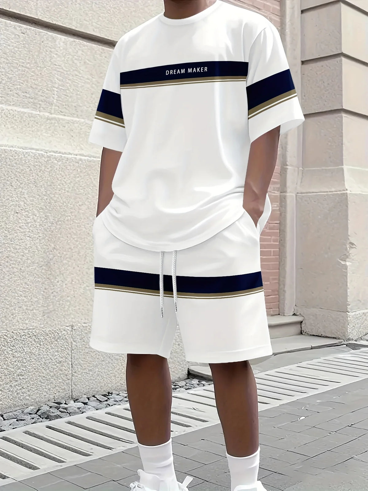 Ensemble 2 Pièces Homme T-Shirt Col Rond + Short Cordon Poches Sport Casual Été – CLEVI Paris