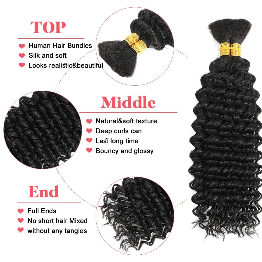 Cheveux Humains Vrac Tressage Deep Wave 2 Bundles – CLEVI Paris