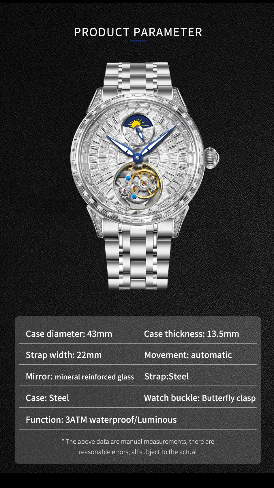 Montre automatique PINDU P6637 squelette – CLEVI Paris