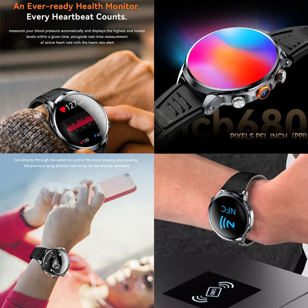 Montre Connectée 4G Android Écran Rond 1,95" Acier – CLEVI Paris