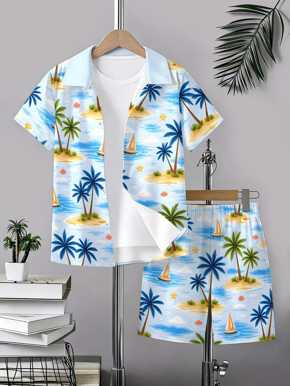 Ensemble garçon hawaïen haut et short – CLEVI Paris