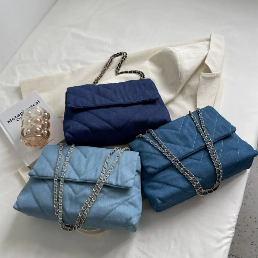 Sac baguette femme en toile, trois bleus – CLEVI Paris