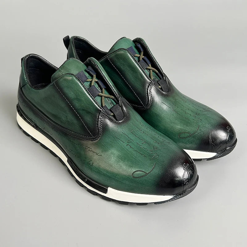 Sneakers en cuir à motif lettres pour homme – CLEVI Paris