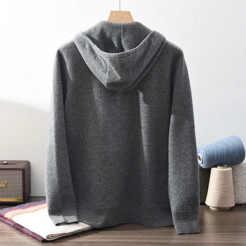 Ensemble homme en cachemire gris à capuche – CLEVI Paris