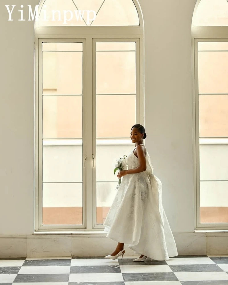 Robe de mariée trapèze en satin mat – CLEVI Paris