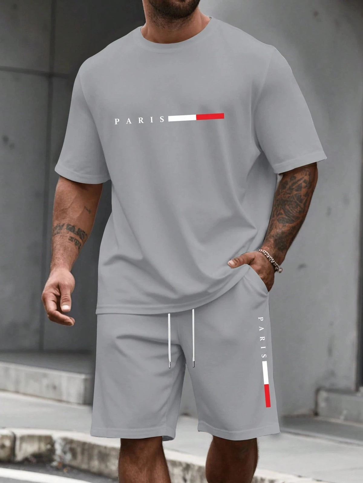 Ensemble Survêtement 2 Pièces Homme T-Shirt Col Rond Manches Courtes + Short Casual Sport – CLEVI Paris