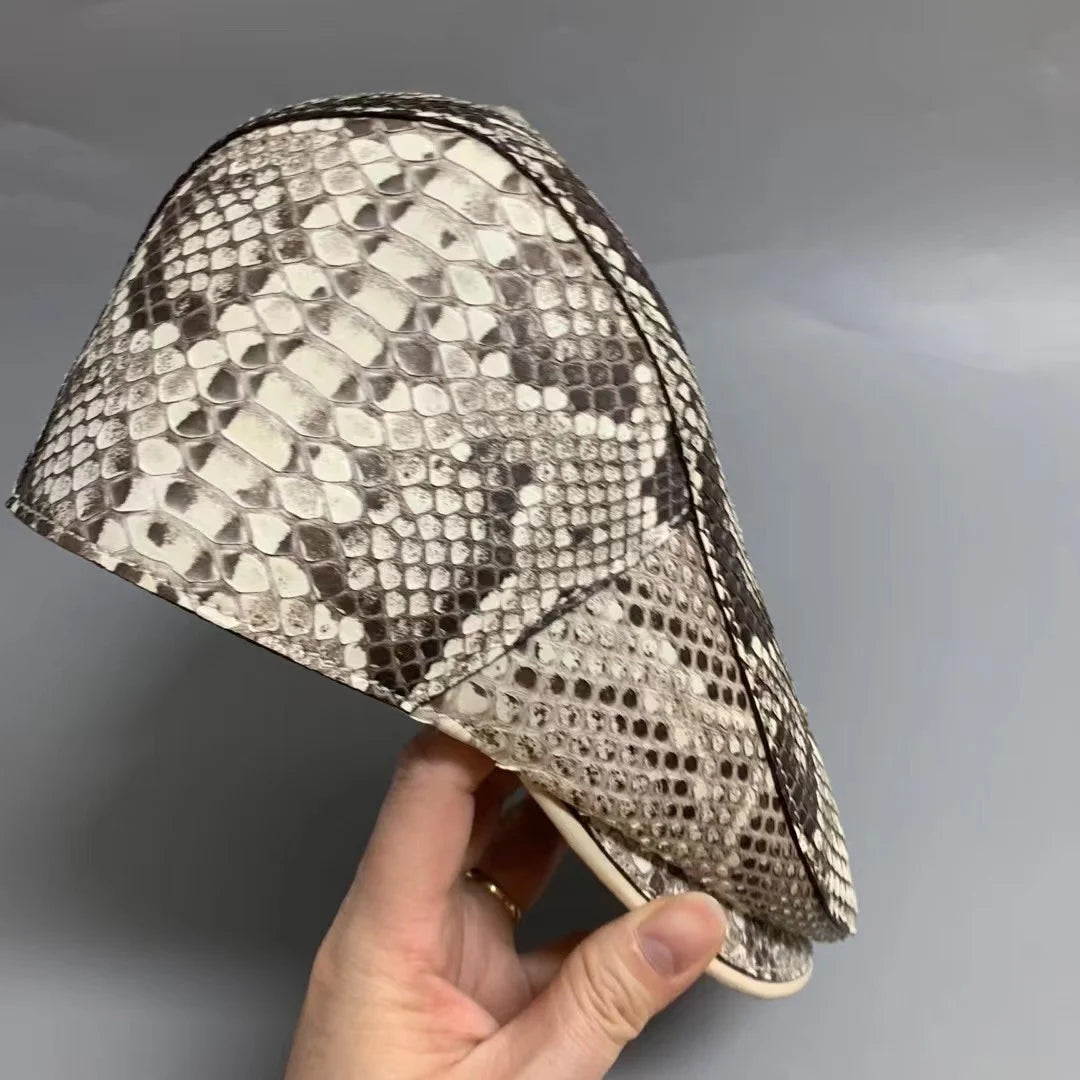 Casquette Gatsby Cuir Serpent Gris Homme – CLEVI Paris