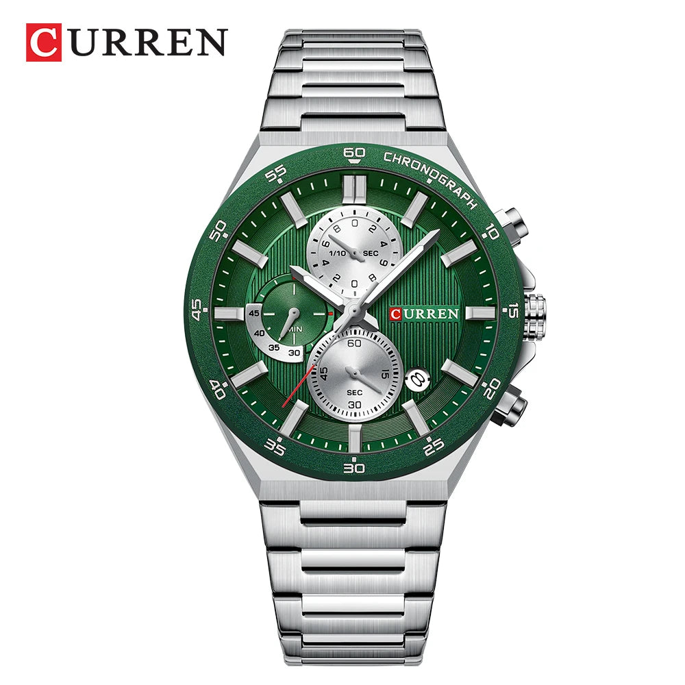 Montre Quartz Homme CURREN CR8481 – Chronographe 43mm, Acier Inoxydable & Aiguilles Lumineuses