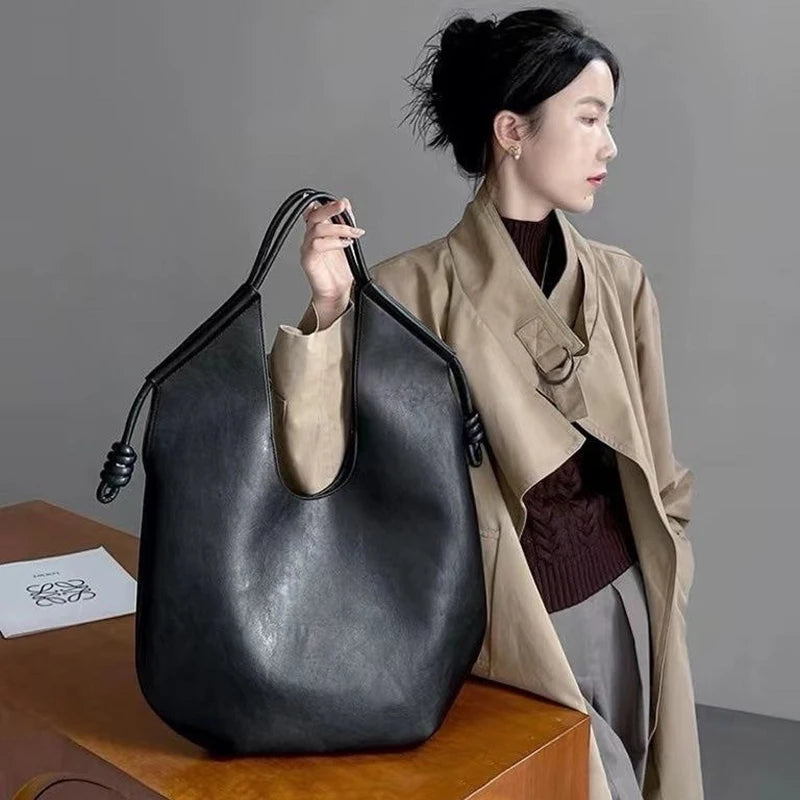Tote Bag PU Aisselle Grande Capacité Femme Style Minimaliste Bureau – CLEVI Paris
