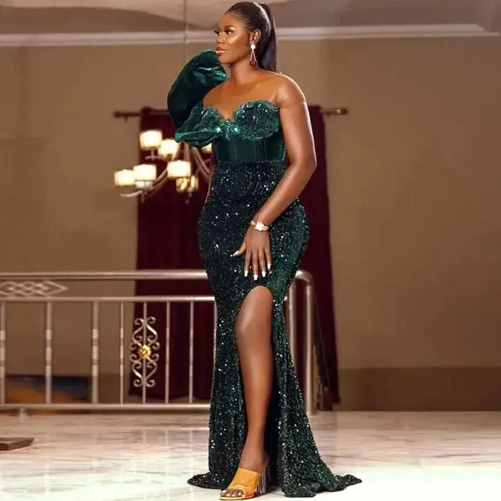Robe de bal sirène à paillettes – CLEVI Paris