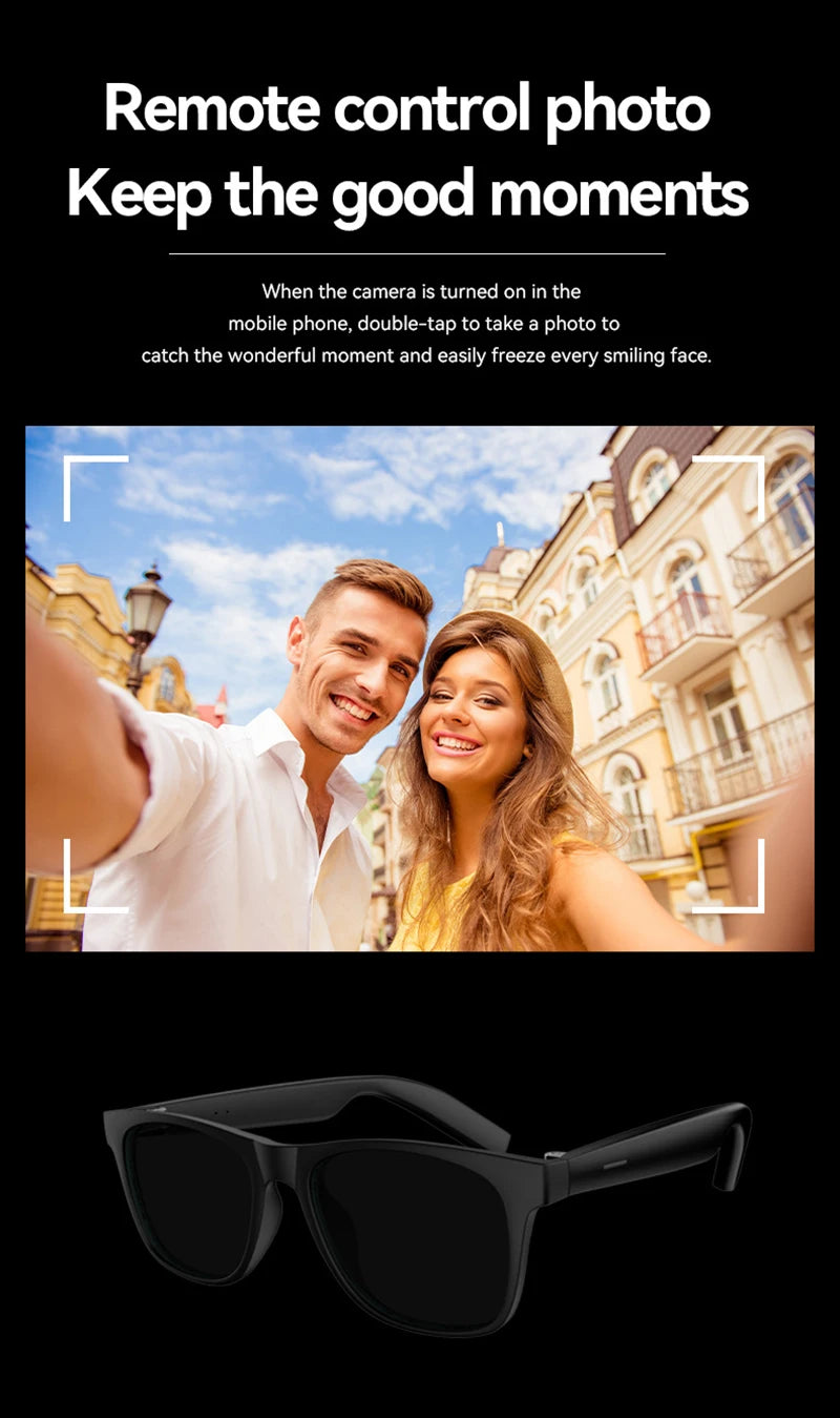 Lunettes Connectées IA Bluetooth Contrôle Tactile Traduction 5 Langues Musique UV Photochromiques Anti-Bleu 37g – CLEVI Paris