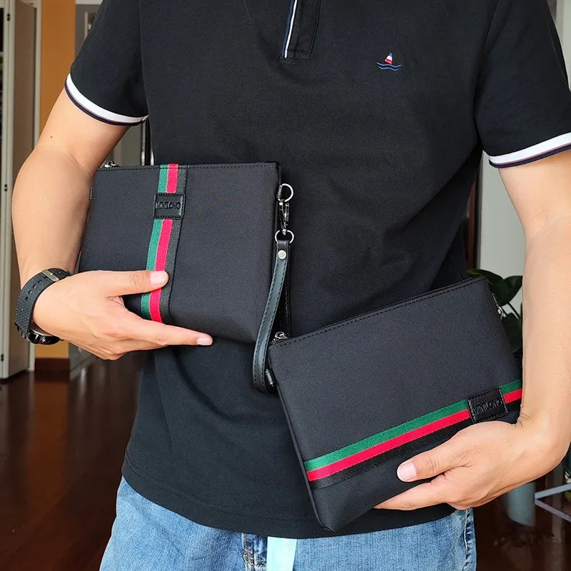 Pochette homme noire en toile S et L – CLEVI Paris