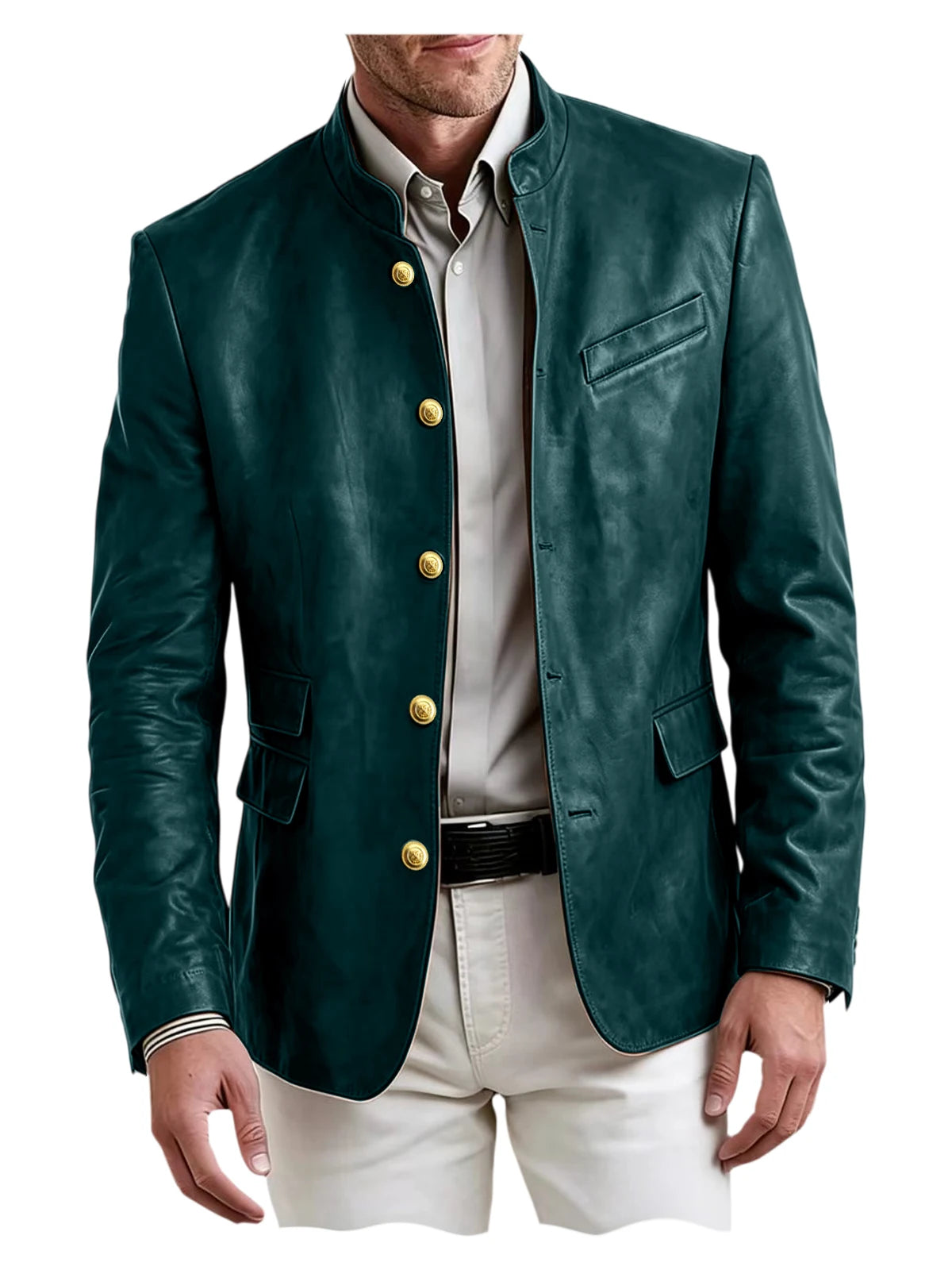 Blazer homme en similicuir, col montant – CLEVI Paris
