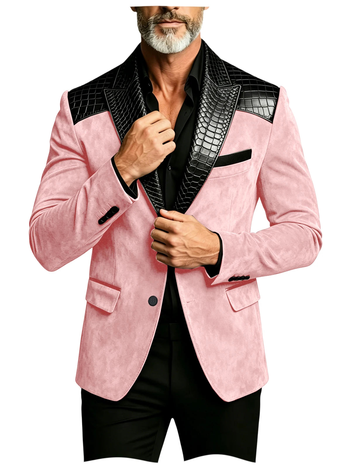 Blazer homme en daim, revers façon crocodile – CLEVI Paris