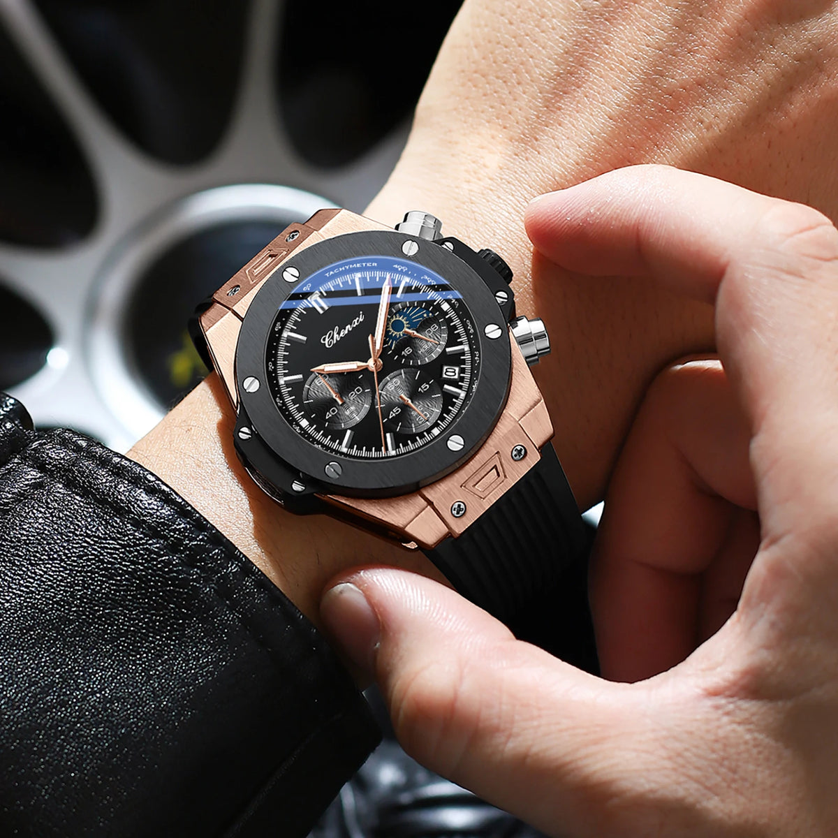 Montre Sport Quartz Chronographe CHENXI Homme Phase Lune – CLEVI Paris