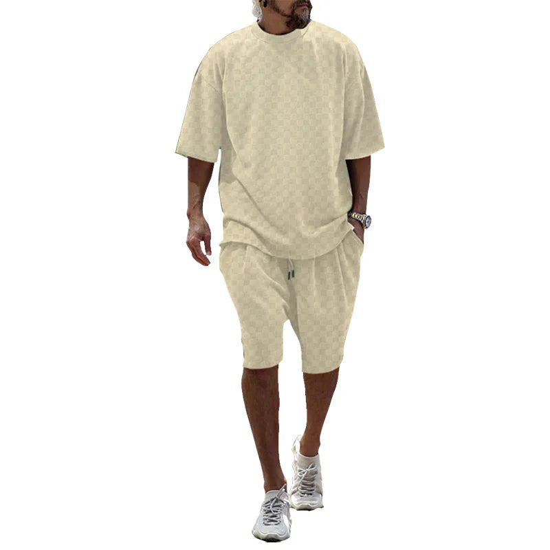 Ensemble homme t-shirt ample et short à carreaux – CLEVI Paris