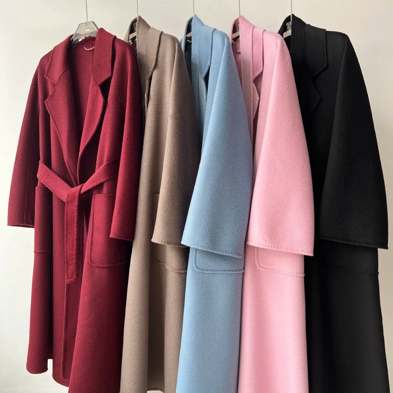 Manteau femme ceinturé laine et cachemire – CLEVI Paris