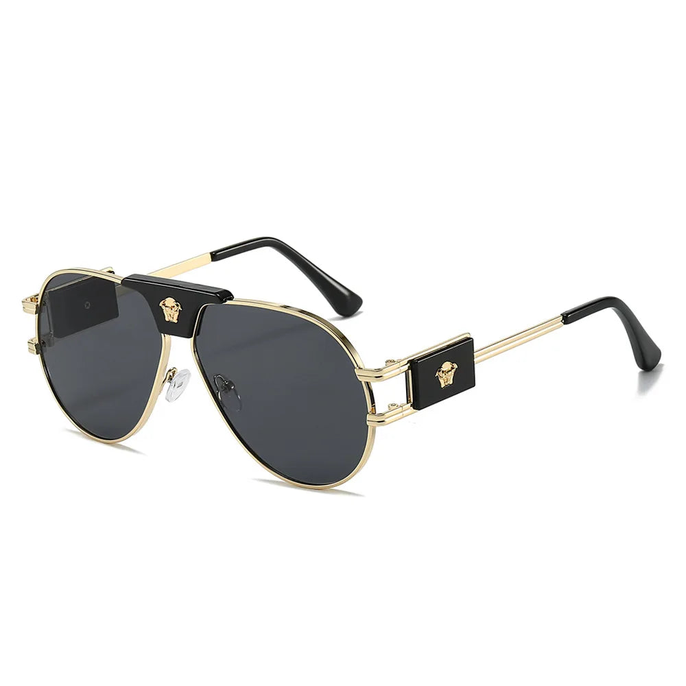 Lunettes de Soleil Aviateur Femme – Style Pilote Décor Tête de Taureau UV400 – CLEVI Paris