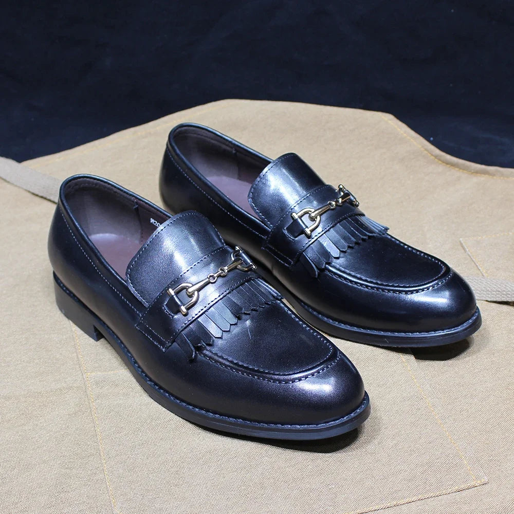 Mocassins homme à pompon en cuir véritable – CLEVI Paris