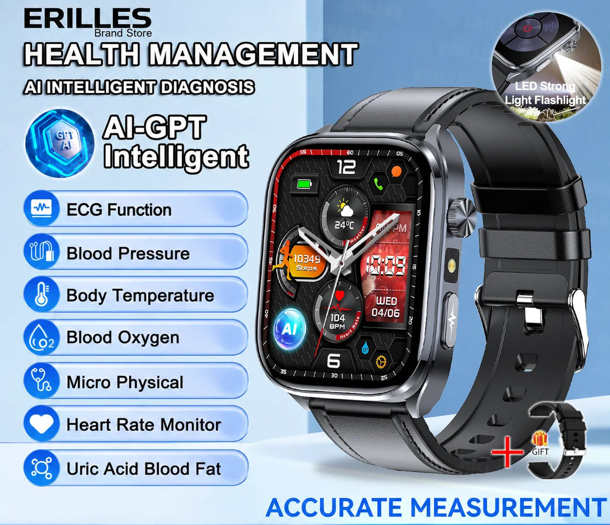 Montre Erilles ET572 AMOLED 2,01″ Bluetooth – CLEVI Paris