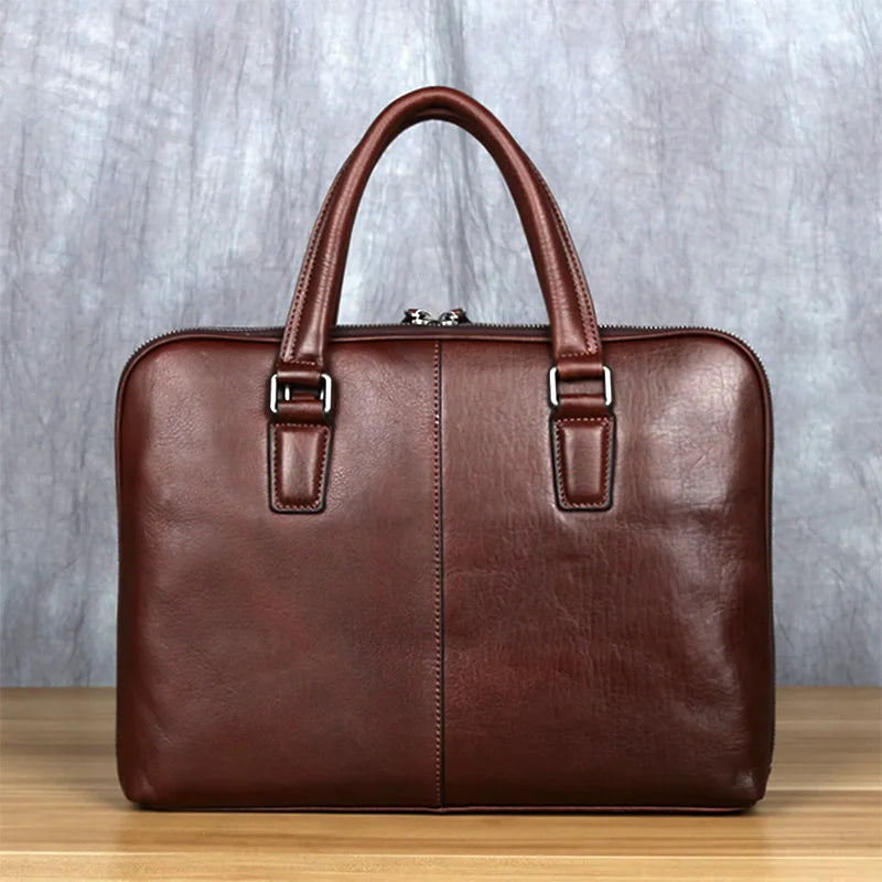 Serviette Homme Cuir Vache Vintage Business Laptop 14" – CLEVI Paris
