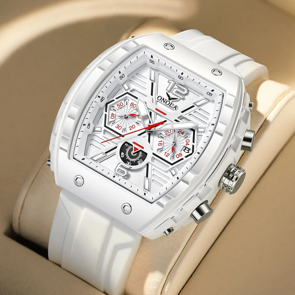 Montre Quartz Tonneau ONOLA Homme Silicone Lumineuse Date – CLEVI Paris