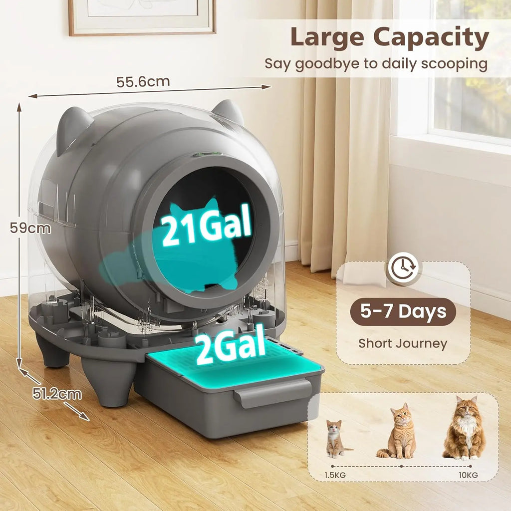 Litière autonettoyante connectée 80 L pour chat – CLEVI Paris