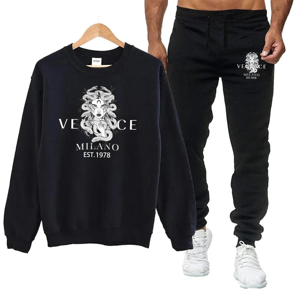 Ensemble Sweatshirt Homme Col Rond Imprimé Style Casual Sport – CLEVI Paris