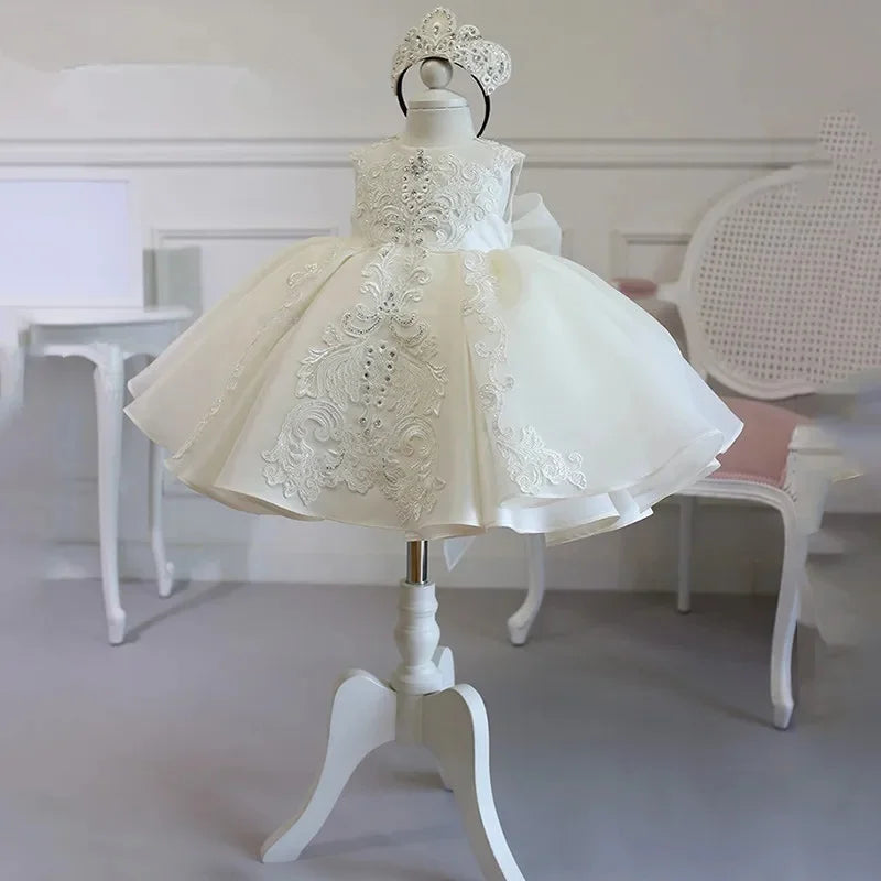 Robe cérémonie fille plissée avec nœud – CLEVI Paris
