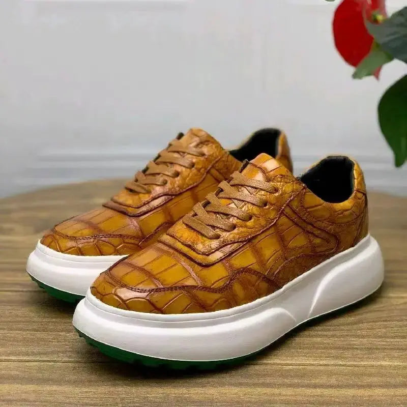 Sneakers Cuir Crocodile Homme 5 Coloris Lacets Casual – CLEVI Paris
