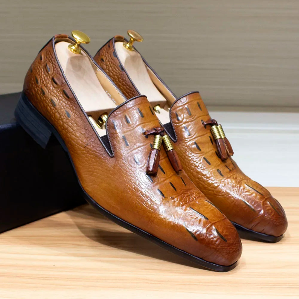Mocassins homme à pampilles en cuir véritable – CLEVI Paris