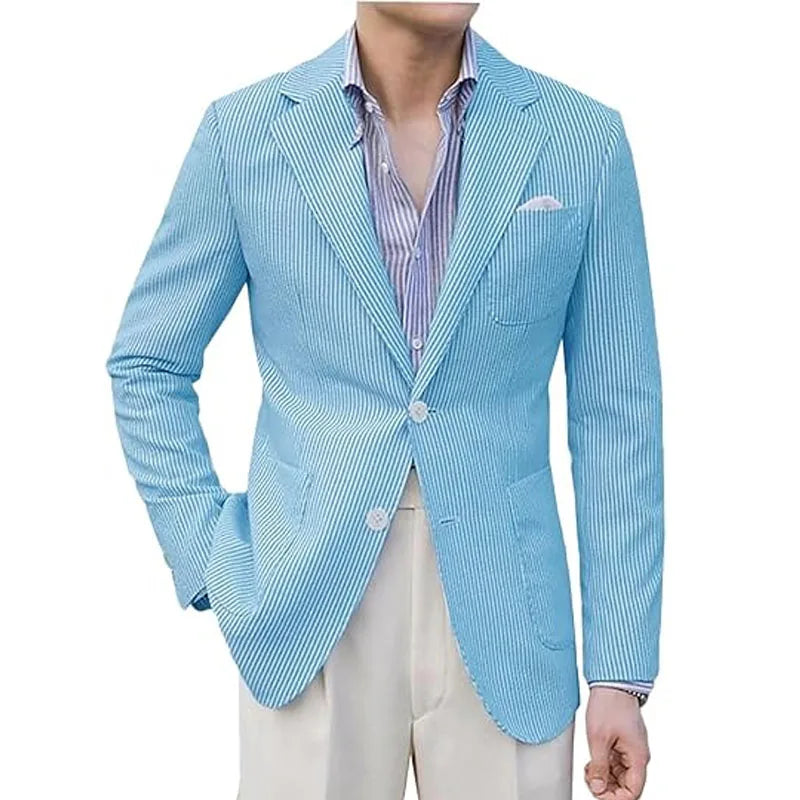 Blazer homme seersucker rayé – CLEVI Paris