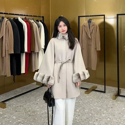 Manteau cape femme cachemire ceinturé – CLEVI Paris
