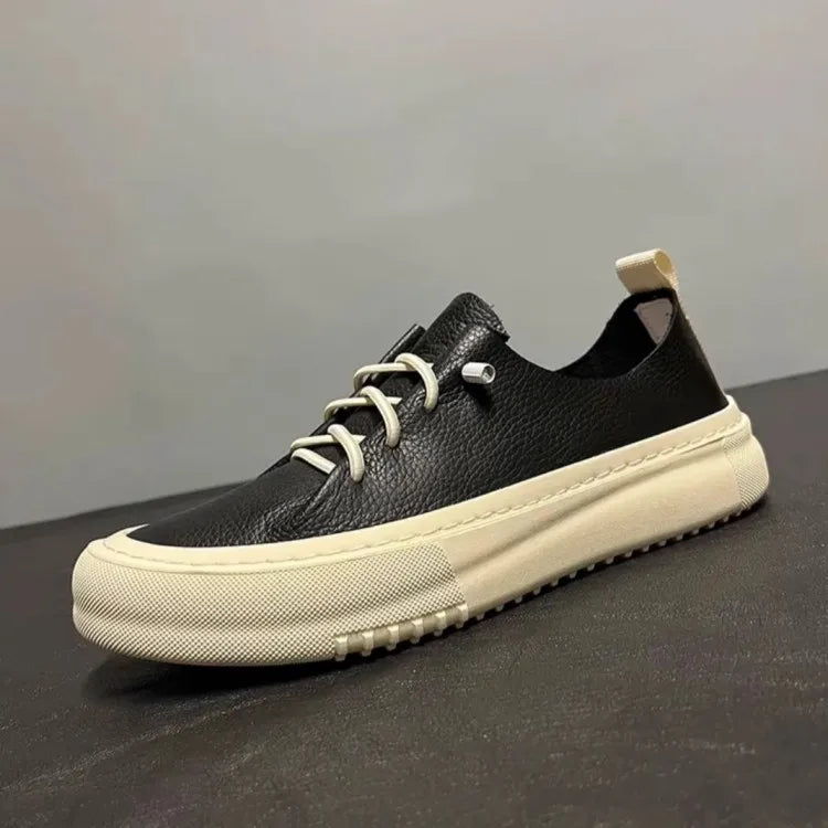 Sneakers Basses Homme Cuir Véritable Slip-On Plateforme – CLEVI Paris