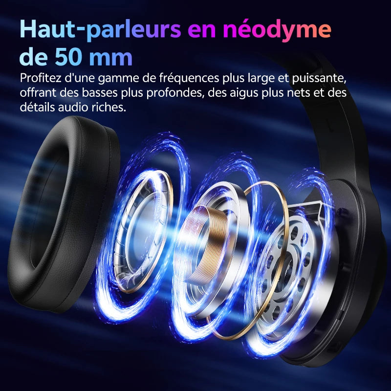 Casque Gaming QCY Heroad V200 Bluetooth 6.0 RGB 240h – CLEVI Paris