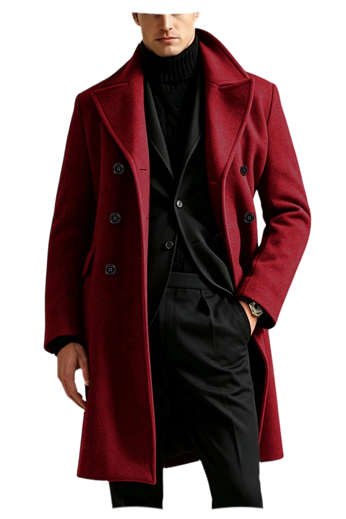 Manteau long homme laine mélangée croisé – CLEVI Paris